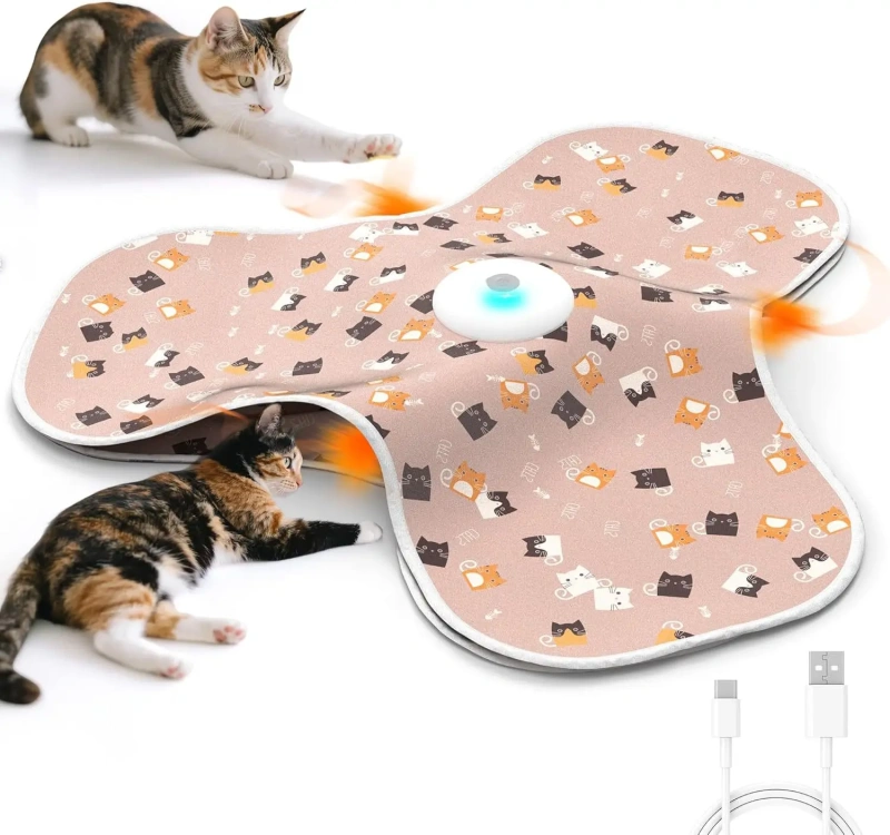 Smart Hide and Seek Cat Toy Electric Thermal Sensing Cat Catch Cover Real Mouse Squeaky Touch Activated Feather Teaser Wand
