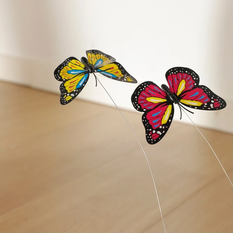 Cat Teaser Toy Simulation Plastic Electric Interactive Kitten Toy Funny Cat Stick Rotating Pig Butterfly Cat Toy Accessories