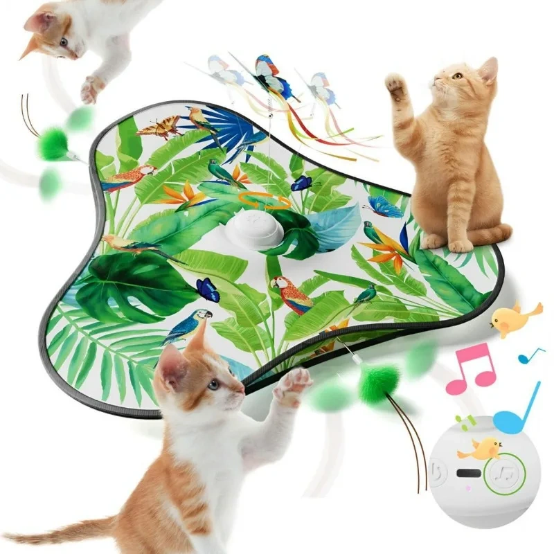 Smart Hide and Seek Cat Toy Electric Thermal Sensing Cat Catch Cover Real Mouse Squeaky Touch Activated Feather Teaser Wand