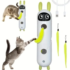 Intelligent Interactive Cat Stick with Feather Prey Tail Suitable for Automatic Swing Mobile wake-up Intelligent Sensing Cat Toy