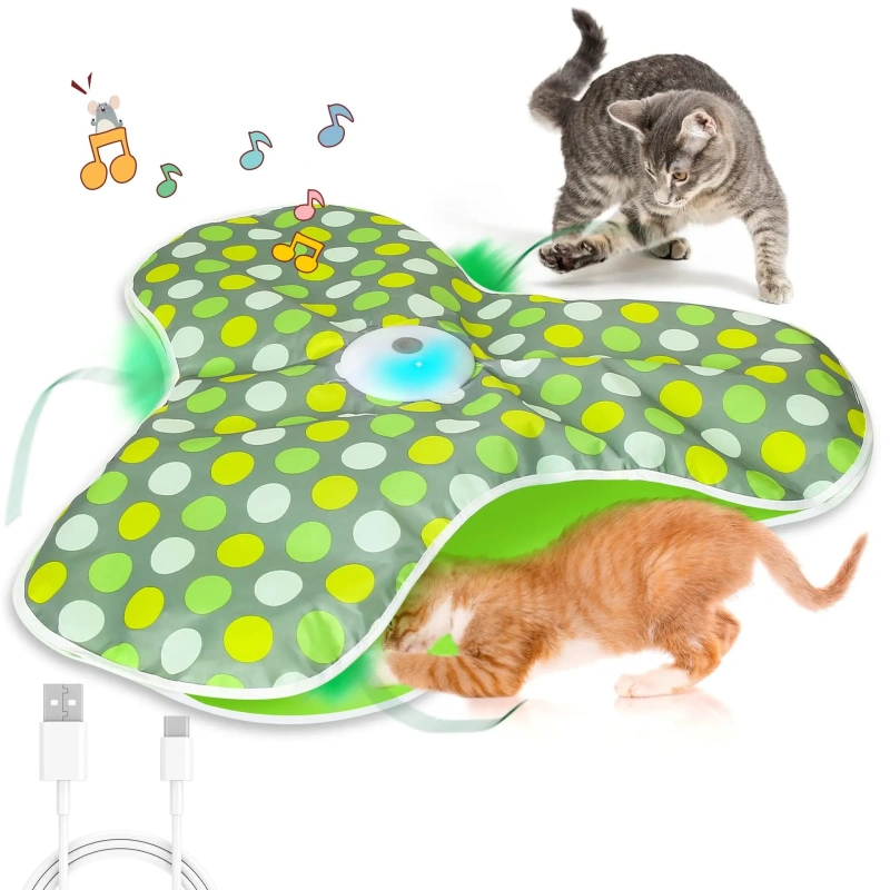 Smart Hide and Seek Cat Toy Electric Thermal Sensing Cat Catch Cover Real Mouse Squeaky Touch Activated Feather Teaser Wand