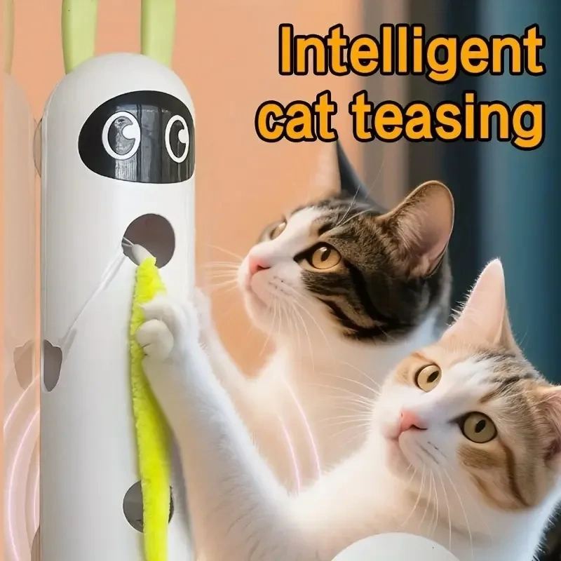 Intelligent Interactive Cat Stick with Feather Prey Tail Suitable for Automatic Swing Mobile wake-up Intelligent Sensing Cat Toy