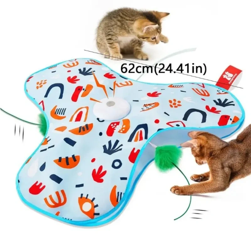 Smart Hide and Seek Cat Toy Electric Thermal Sensing Cat Catch Cover Real Mouse Squeaky Touch Activated Feather Teaser Wand