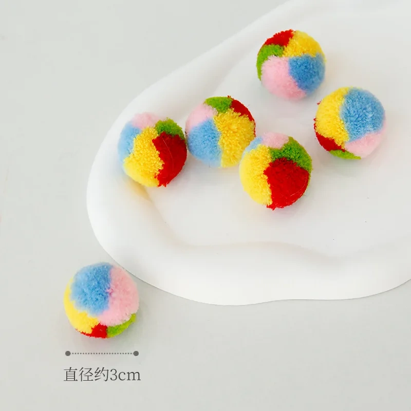 Plush Colorful Ball Set Pet Stretch Polyester Hairball Cat Toy Set