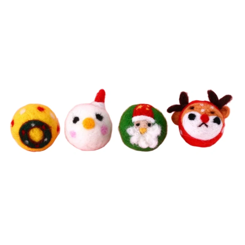 Christmas Eco-Friendly Cartoon Felt Ball Cat Toys Interactive Scratching Play with Pet Animation Theme Cat Chew Toy