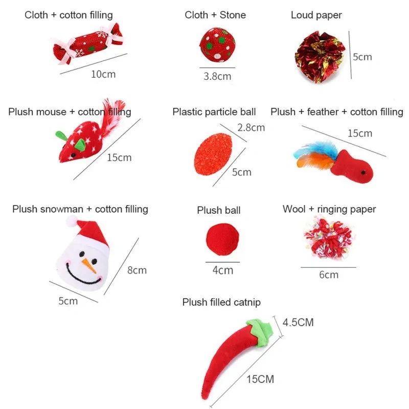 Interactive Toy Pet Cat Dog Gifts Kitten Funny Christmas Stocking Ball Stick Doll Set Dog Christmas Stocking Bite-resistant Toy