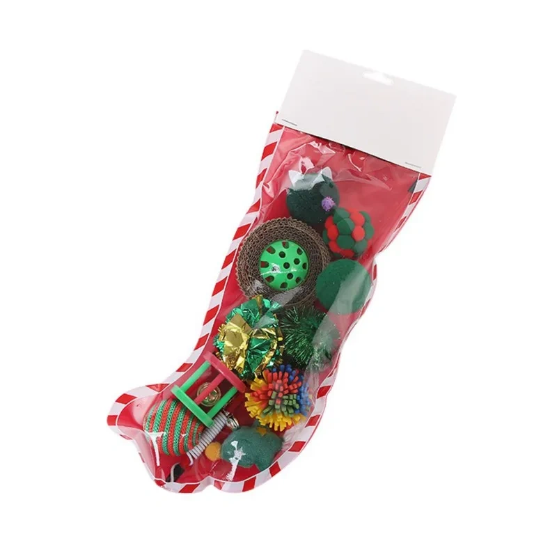 Interactive Toy Pet Cat Dog Gifts Kitten Funny Christmas Stocking Ball Stick Doll Set Dog Christmas Stocking Bite-resistant Toy