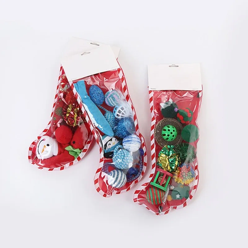 Interactive Toy Pet Cat Dog Gifts Kitten Funny Christmas Stocking Ball Stick Doll Set Dog Christmas Stocking Bite-resistant Toy