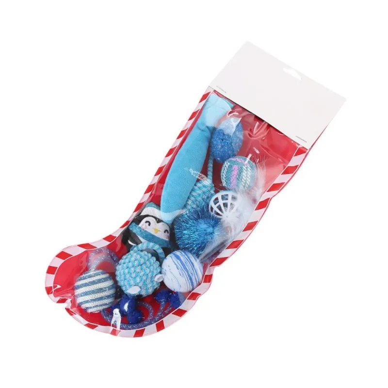 Interactive Toy Pet Cat Dog Gifts Kitten Funny Christmas Stocking Ball Stick Doll Set Dog Christmas Stocking Bite-resistant Toy