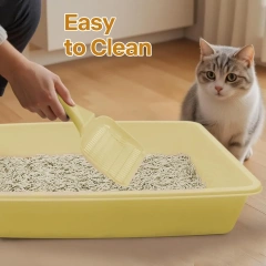 Pawise Multiple Colors Kitten Starter Kit Plastic Cat Litter Box Set With Litter Scoop Double Feeding Bowl Mouse Ball Catnip Toy