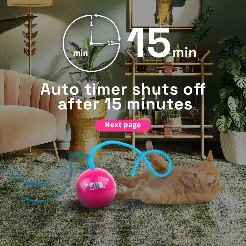 AFP Interactive Cat Toy Automatic Moving Ball Toy With Auto Timer Low Noise Gliding Motion 360 Rotating Teaer Ball Smart Pet Toy