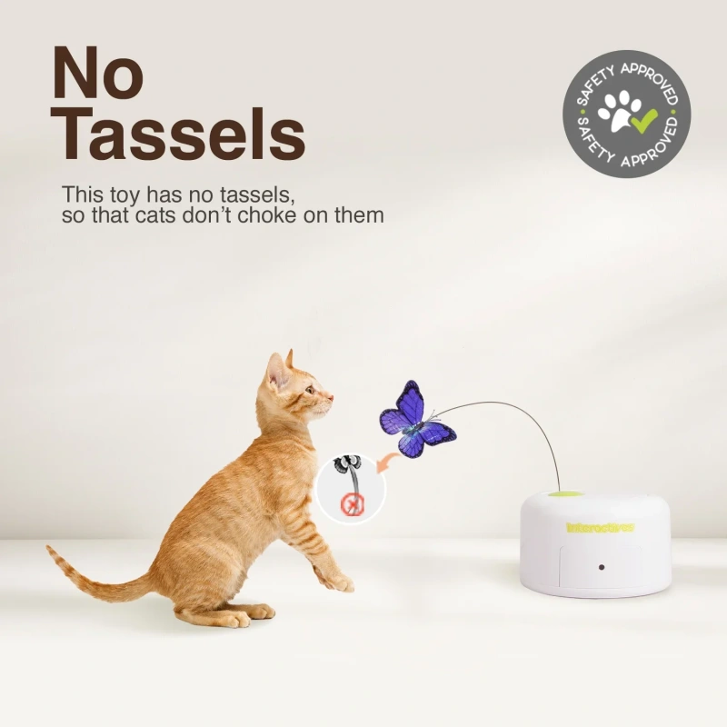 AFP Interactive Motion Activated Flash Butterfly Cat Teaser Toy Smart Electric Automatic Flutter Rotating Playing Toy for Indoor