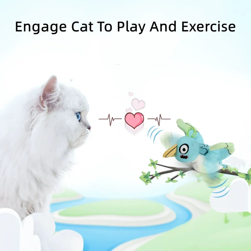 AFP New Arrival Durable Interactive Cat Teaser Toy Jittering Bird Vibration Pet Plush Toy for Cat Stimulating Hunting Instincts