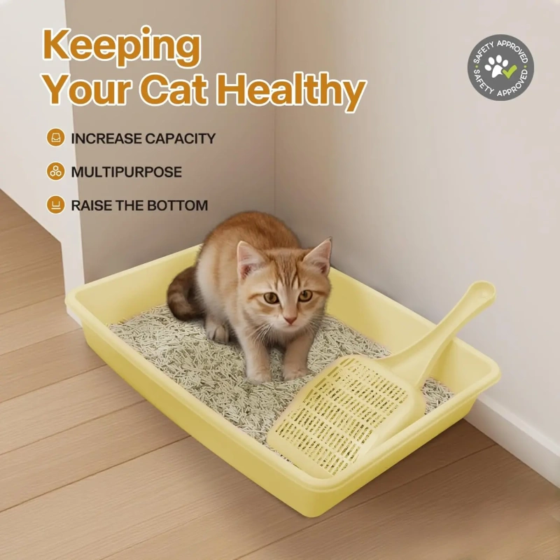 Pawise Multiple Colors Kitten Starter Kit Plastic Cat Litter Box Set With Litter Scoop Double Feeding Bowl Mouse Ball Catnip Toy