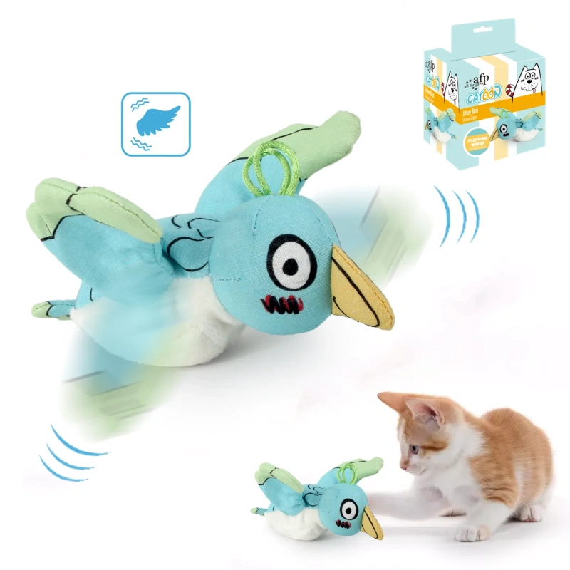 AFP New Arrival Durable Interactive Cat Teaser Toy Jittering Bird Vibration Pet Plush Toy for Cat Stimulating Hunting Instincts