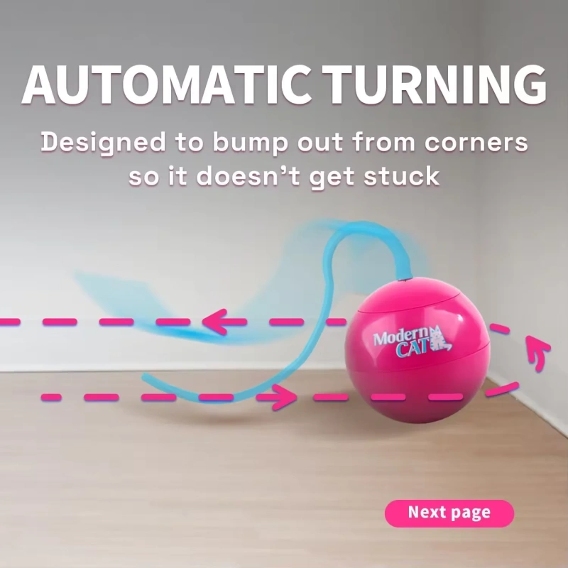 AFP Interactive Cat Toy Automatic Moving Ball Toy With Auto Timer Low Noise Gliding Motion 360 Rotating Teaer Ball Smart Pet Toy