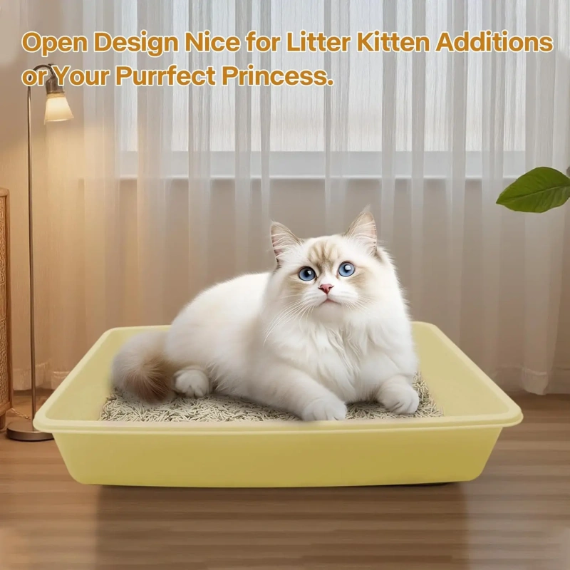 Pawise Multiple Colors Kitten Starter Kit Plastic Cat Litter Box Set With Litter Scoop Double Feeding Bowl Mouse Ball Catnip Toy