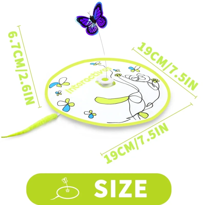 AFP Interactive 3 in 1 Smart Automatic Cat Fluttering Butterfly Moving Teaser Toy Motion Activated Hide and Seek Cat Wand Toy