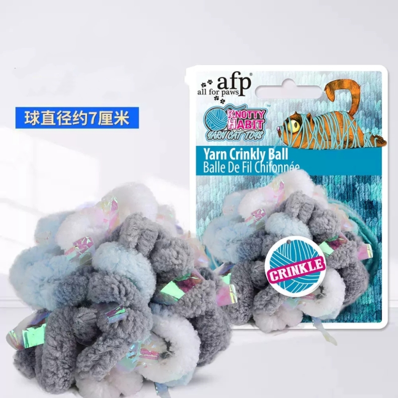 AFP Custom Knotty Habits Series Cat Teaser Toy Interactive Wool Yarn Rope Ball Toy