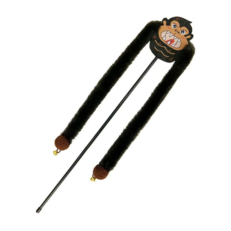 New Eco-Friendly Plush Cat Toys Long Hair Strips Teasing Sticks with Bells Robotic Teasers