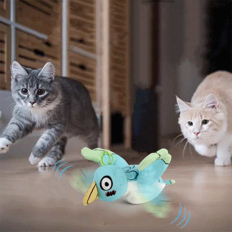 AFP New Arrival Durable Interactive Cat Teaser Toy Jittering Bird Vibration Pet Plush Toy for Cat Stimulating Hunting Instincts