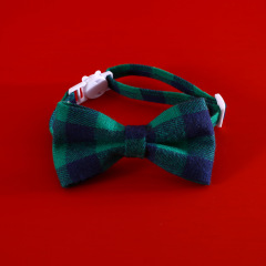 Merry Christmas Pet Bow Collar Anti-Choke Adjustable with Plaid Gold Foil Bows & Bells