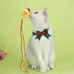 Jingle&Sparkle Merry Christmas Pet Bow Collar Anti-Choke Adjustable with Plaid Gold Foil Bows & Bells Festive Neckwear Cats Dogs