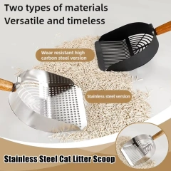 Stainless Steel Cat Litter Scoop Long Handle Pet Waste Shovel Cleaning Tool Toilet Garbage Picker Litter Box Cats Supplies