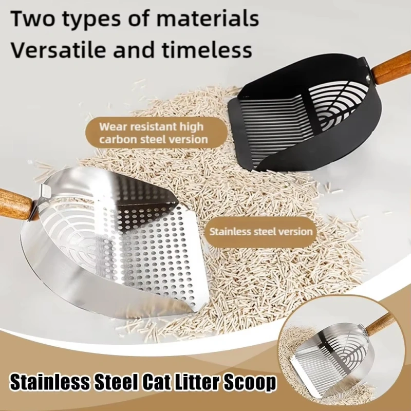 Stainless Steel Cat Litter Scoop Long Handle Pet Waste Shovel Cleaning Tool Toilet Garbage Picker Litter Box Cats Supplies