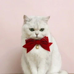 Breakaway Cat Collar with Bell Adjustable Velvet Cat Big Bowtie Collar Wedding Christmas Pet Accessories for Puppies Small Dogs