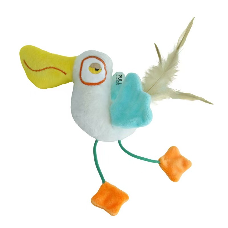 Cat Chew Plush Toy Catnip Squeaky Feather Knot Cute Chicken Styling Kitten Toy Bite