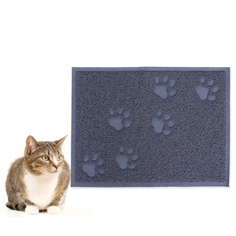 30x40cm Cat Litter Mat PVC Plastic Water Resistant Non Slip Pet Cleaning Carpet for Cats Dogs Gray