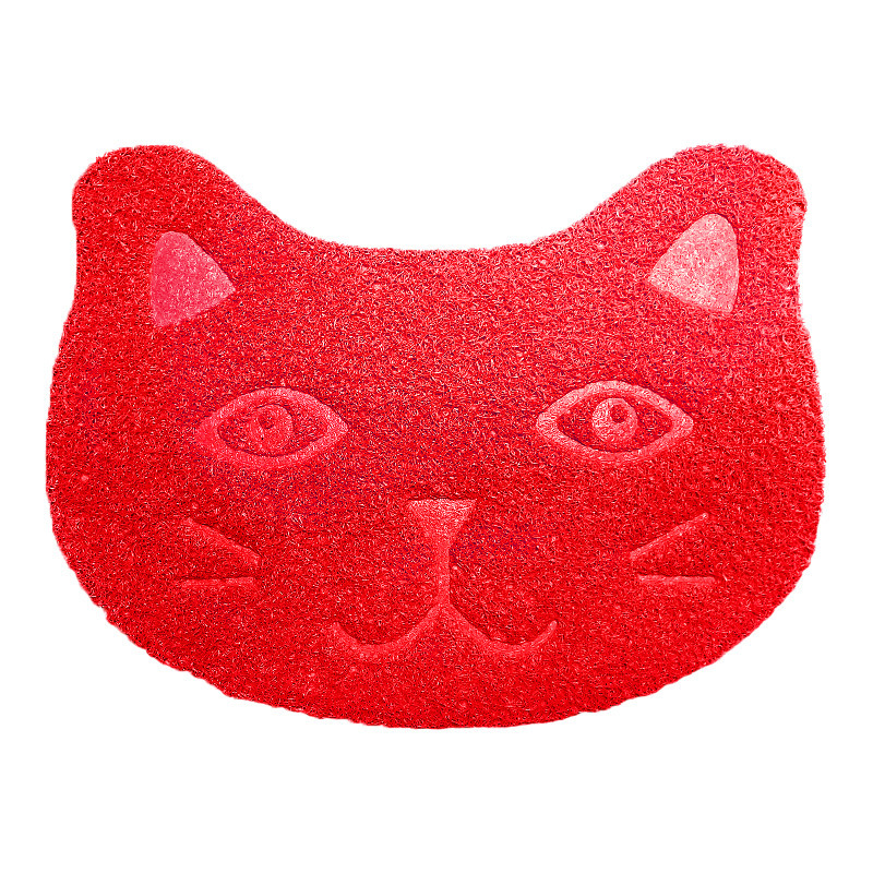 Waterproof Pet Litter Mat High Resilience Fiber Cat Layer Small Kitten Face Paw Pattern
