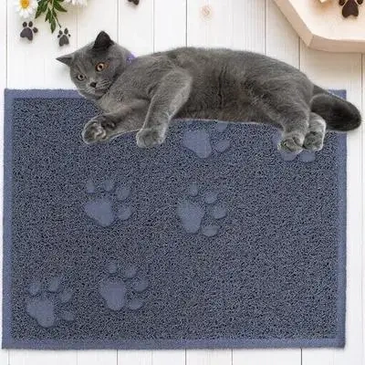30x40cm Cat Litter Mat PVC Plastic Water Resistant Non Slip Pet Cleaning Carpet for Cats Dogs Gray