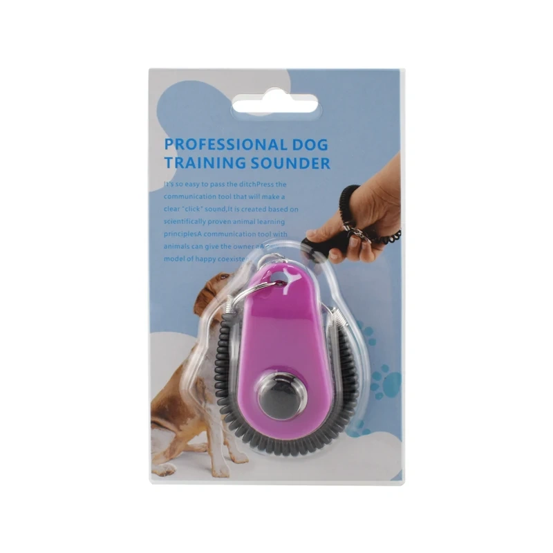 multi-color pet training clicker black wristband blister pack
