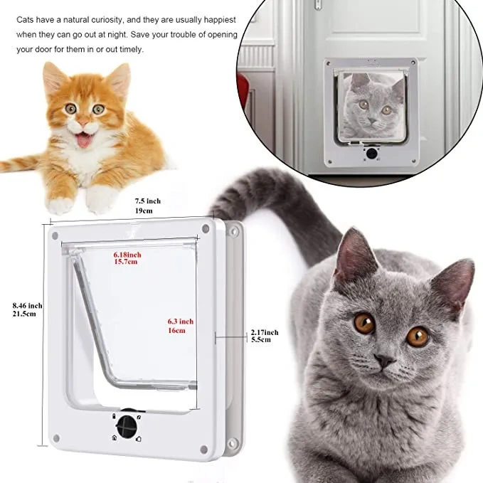 Cat Flap Door  Durable Indoor/Outdoor Pet Door for Cats & Small Dogs  Weatherproof Easy Install
