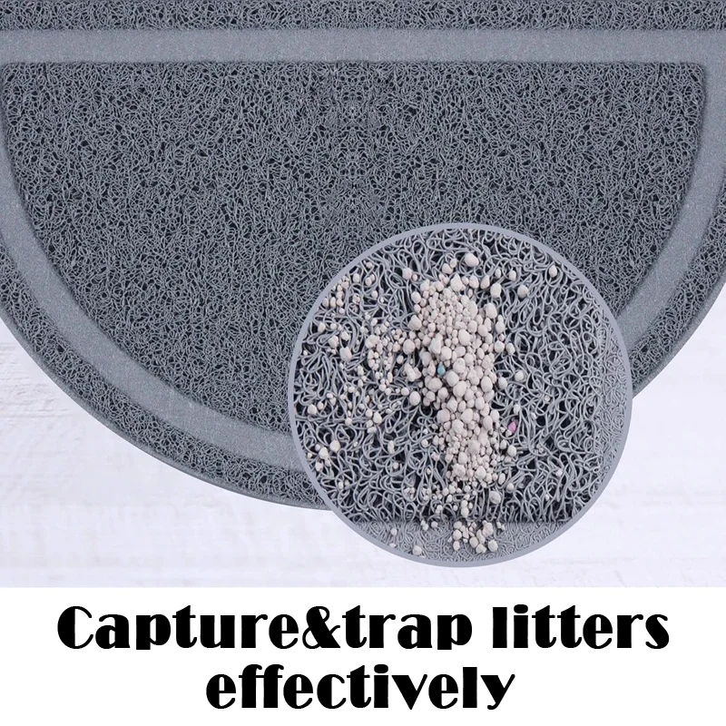 Waterproof Half Circle PVC Cat Litter Mat Non-Slip Solid Pet Mat for Cats and Small Animals