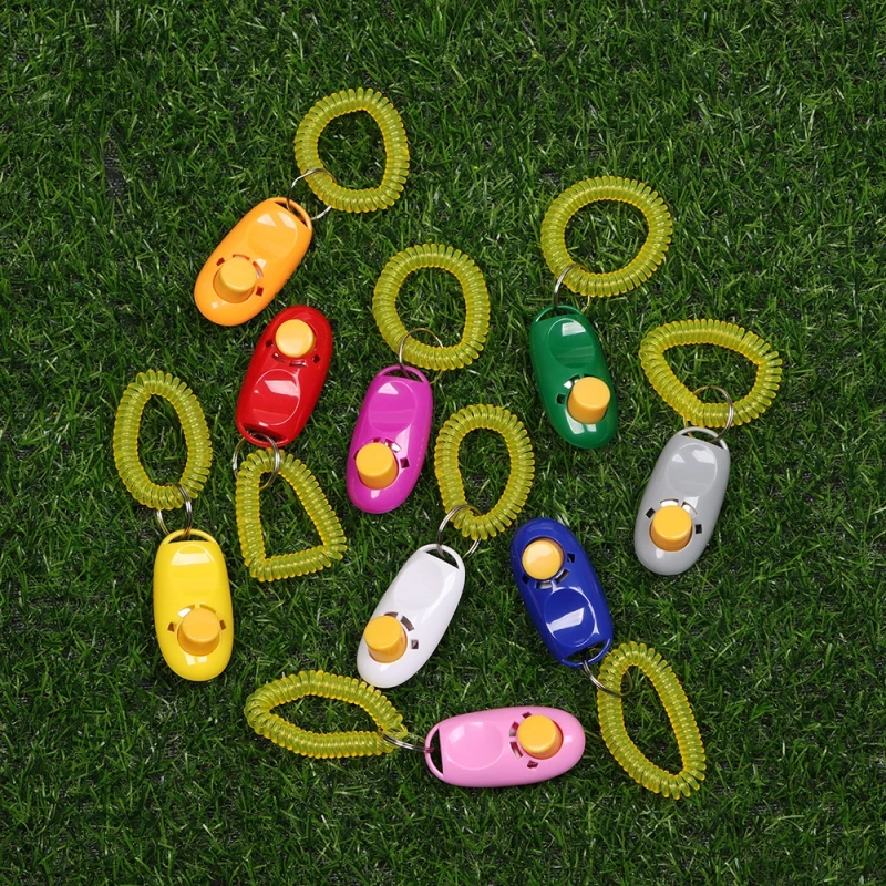 Pet Products Pet Cat Dog Training Clicker Plastic New Dogs Click Trainer Aid Adjustable Wrist Strap Sound Key Chain Dog Repeller