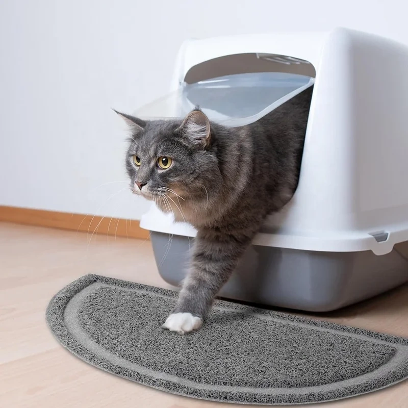 Waterproof Half Circle PVC Cat Litter Mat Non-Slip Solid Pet Mat for Cats and Small Animals
