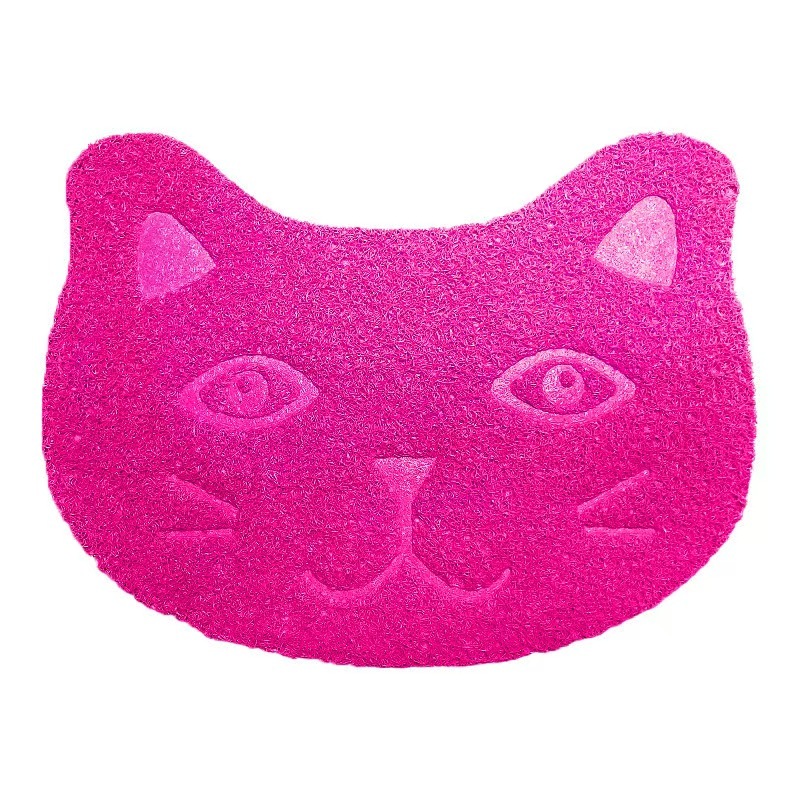 Waterproof Pet Litter Mat High Resilience Fiber Cat Layer Small Kitten Face Paw Pattern