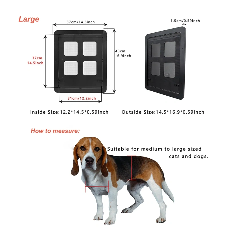 Screen Window Cat Door, Terrace Screen Door, Pet Door, Free Entry and Exit for Cats and Dogs, Magnetic Lockable Pet Screen Window Door, Dog Screen Window Door, High Quality Abs Material, Large and Small Size Optional, Simple Installation and Fast