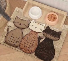 Halloween Spider Web Bat-shape Pet Feeding Mat