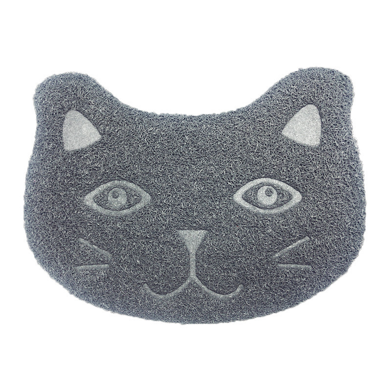 Waterproof Pet Litter Mat High Resilience Fiber Cat Layer Small Kitten Face Paw Pattern