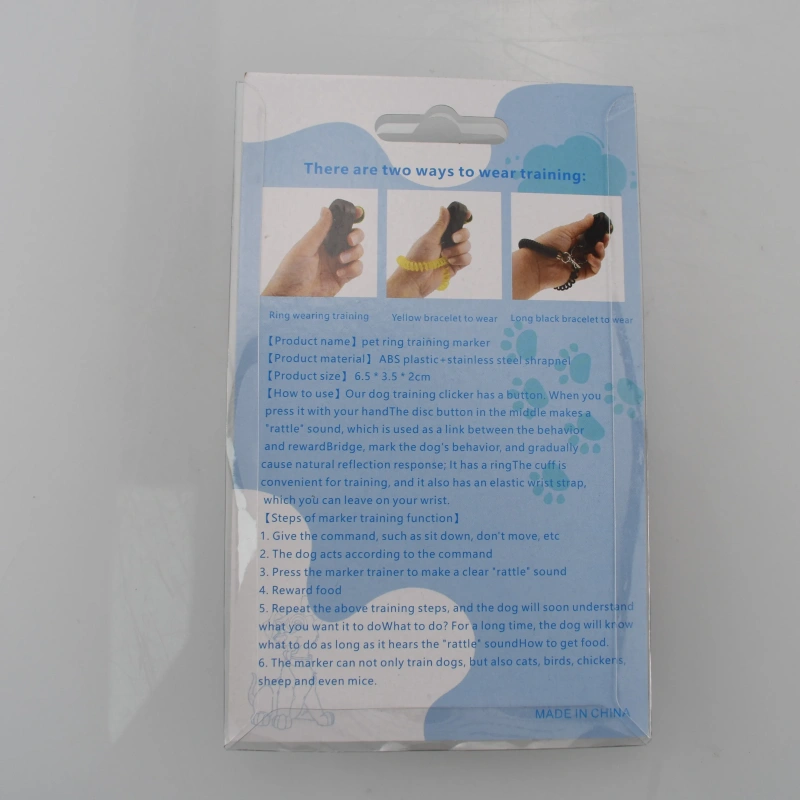 multi-color pet training clicker black wristband blister pack