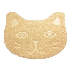 Waterproof Pet Litter Mat High Resilience Fiber Cat Layer Small Kitten Face Paw Pattern