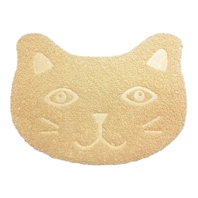 Waterproof Pet Litter Mat High Resilience Fiber Cat Layer Small Kitten Face Paw Pattern