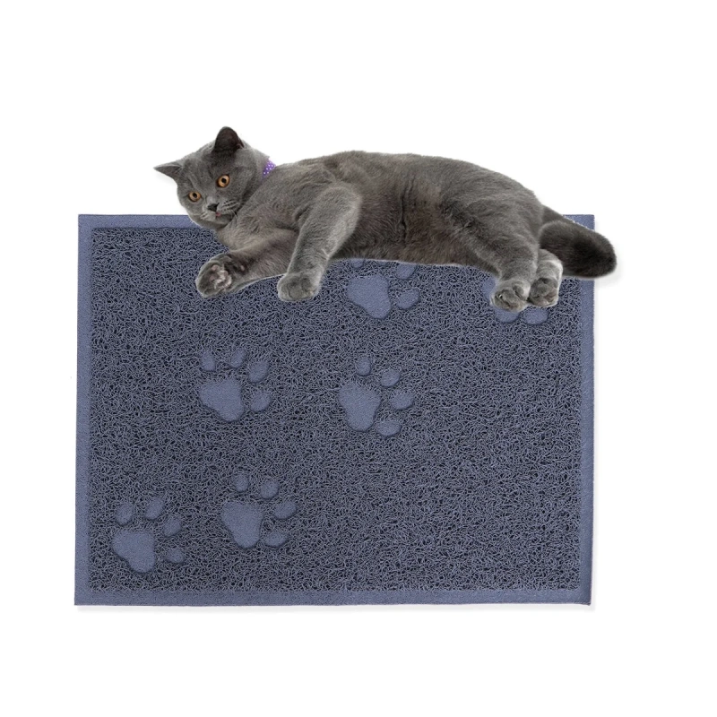 30x40cm Cat Litter Mat PVC Plastic Water Resistant Non Slip Pet Cleaning Carpet for Cats Dogs Gray
