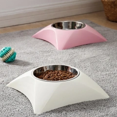 Durable Cute Dart Shaped Feeding Pet Dog Cat Food Bowl Feeder Outdoor Puppy Stainless Steel Food Water Bowl