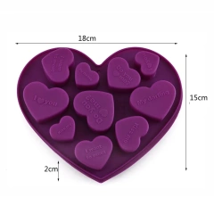 English Love Heart Shape Silicone Molds For Diy Candy Chocolate Soap Moulds Fondant Cake Decorating Tools Kitchen Bakeware M028