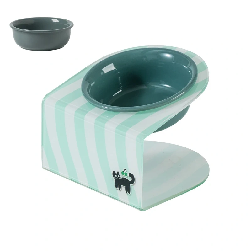 Ceramic Elevated Cat Food and Water Bowls with Stand, Anti-Slip Raised Pet Feeder for Cats and Small Dogs